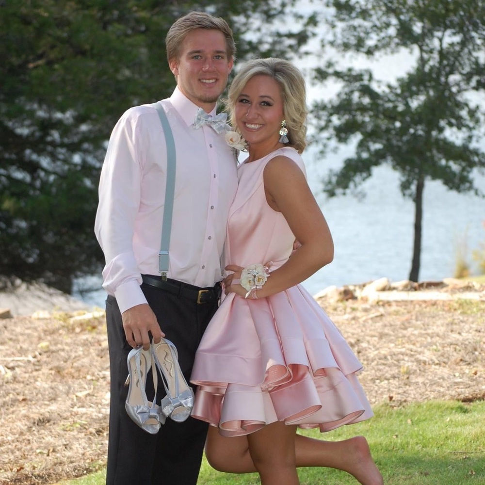 Ashley Lauren, blush pink, homecoming dress.